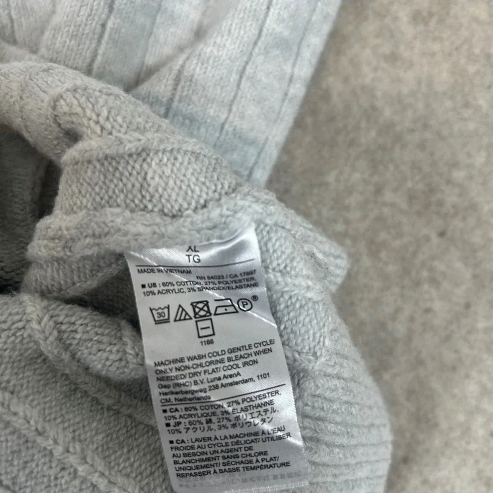 Banana Republic Sweater Mens XL‎ Grey Ribbed Knit Crewneck Long Sleeve